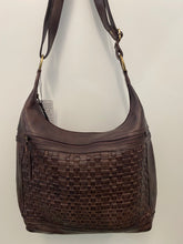 Load image into Gallery viewer, Galway Woven Washed Leather Hobo Sling – Brown