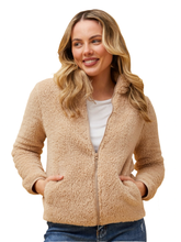 Load image into Gallery viewer, Zip Front  Faux Fur Jacket - Beige