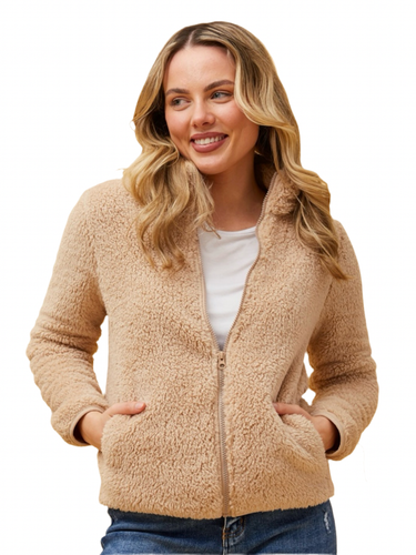 Faux Fur Jacket - Beige