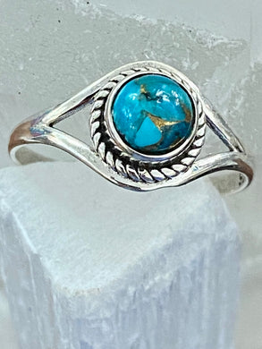 Blue Mohave Round Sterling Silver Ring