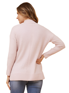 Faiza High Neck Knit Jumper - Pale Pink