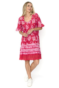 Hannah Boho Tunic - Watercolour Red