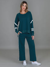 Load image into Gallery viewer, Robin | Women's Oversized 3S Stripe Sweatshirt – Cotton French Terry - Deep Teal