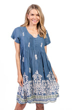 Load image into Gallery viewer, Nicola Cap Sleeve Dress -Ornate Denim