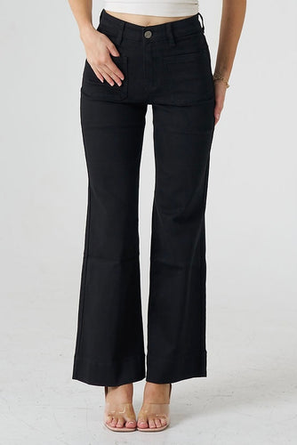 Wide Leg Denim Jeans - Black