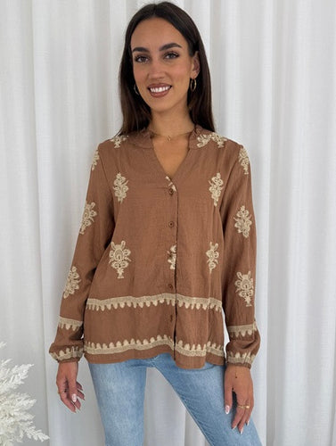 Embroidered Shirt - Tan