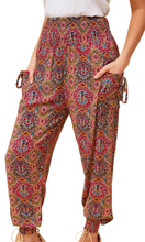 Load image into Gallery viewer, Harem Pants - Red Abstract Print