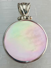 Load image into Gallery viewer, Small Two Sided Shell Disc Pendant - Paua And Pink Mother Of Peal