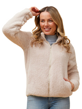 Load image into Gallery viewer, Zip Front  Faux Fur Jacket - Ivory