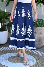 Load image into Gallery viewer, Damask Wide Leg Pants - Navy