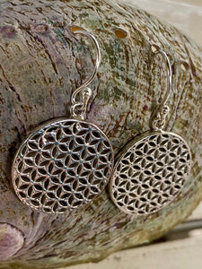 Sterling Silver Drop Earrings - Flower Of Life
