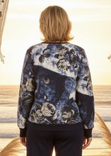Load image into Gallery viewer, Elegants Cotton Spandex Printed Sweatshirt - Navy/Grey