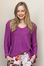 Load image into Gallery viewer, Cotton rolled up sleeve Knit - Magenta
