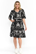 Load image into Gallery viewer, Charli Tassel Tie Dress - Mono Patch Black