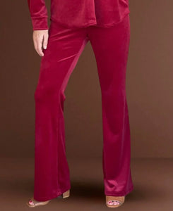 Marshmallow Velour Flare Pants - Bordeaux