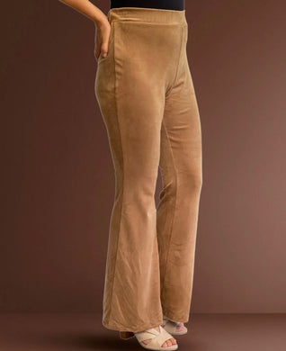 Marshmallow Velour Flare Pants - Camel