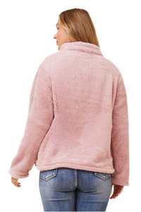 Faux Fur Teddy Jacket - Dusty Pink