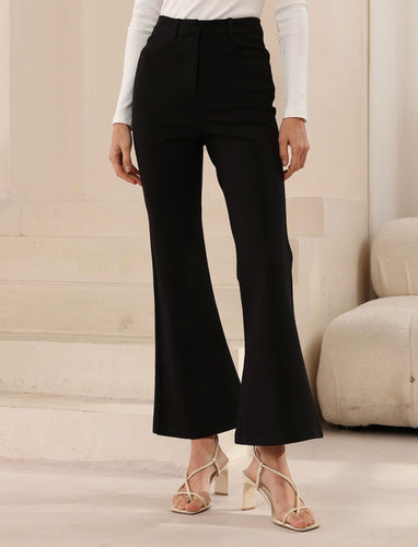 Flared Ponty Pants - Black