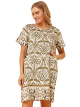 Load image into Gallery viewer, Printed Shift Dress - Vine Green