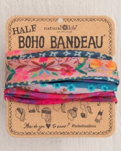 Boho Bandeau Half - Pink/Blue Border