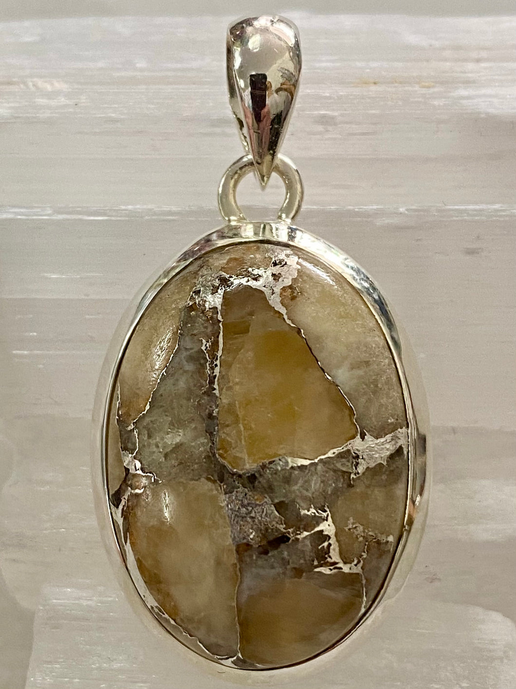 Copper Calcite Sterling Silver Pendant