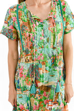 Load image into Gallery viewer, Colette V-Neck Tassel Dress in Mint with pintuck and lace bodice