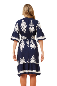 Damask Izabella Border Print Dress