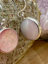 Load image into Gallery viewer, Two Sided 15mm Drop Earrings - Pink/White Mother of Pearl