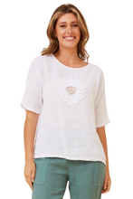 Load image into Gallery viewer, Floral Patchwork Linen Top - White