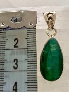 Indian Emerald Sterling Silver Pendant