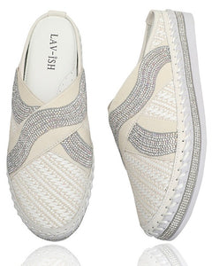 Lola Woven Slides - White