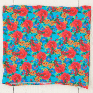 Boho Bandeau Half - Brown Red Blue Floral