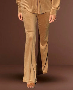 Marshmallow Velour Flare Pants - Camel