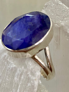 Indian Sapphire Oval Sterling Silver Ring