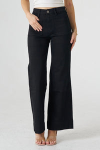 Wide Leg Denim Jeans - Black