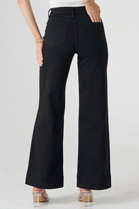 Wide Leg Denim Jeans - Black