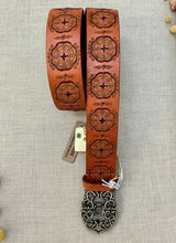 Load image into Gallery viewer, Deni Embroidered Leather Belt - Tan