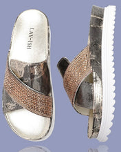 Load image into Gallery viewer, Newspaper Print Sandals - Gold