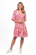 Load image into Gallery viewer, Maya Button V Neck Layer Dress - Romanian Red