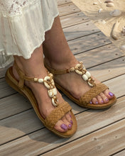 Load image into Gallery viewer, Flat Beaded Sandals - Brown