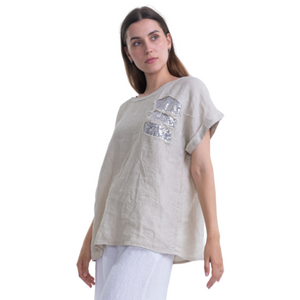 Italian Linen Top - Beige