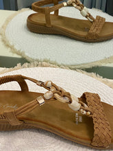 Load image into Gallery viewer, Flat Beaded Sandals - Brown
