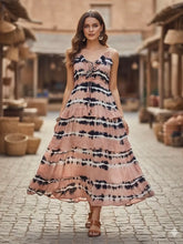 Load image into Gallery viewer, Tie Dye Frilled Neck Maxi Dress