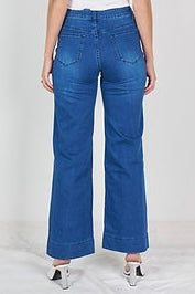 Wide Leg Denim Jeans - Dark Denim