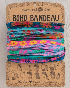 Boho Bandeau - Blue/Pink Borders