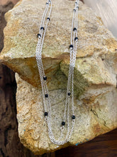 Load image into Gallery viewer, Triple Strand Sterling Silver Chain – Onyx