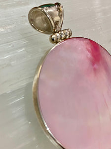 Two Sided Shell Disc Pendant - Paua And Pink Mother Of Peal