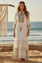 Load image into Gallery viewer, Embroidered Neck &amp; Trim Maxi Dress