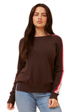 Load image into Gallery viewer, Striped Sleeve Knit Pullover - Chocolate