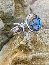 Load image into Gallery viewer, Triple Goddess Sterling Silver Ring - Paua Shell
